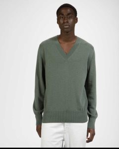 Bally Cashmere V-Neck Sweater Green | GMWUQ5234