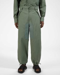 Bally Cotton Mix Wrinkled Trousers Green | PMXGB2807