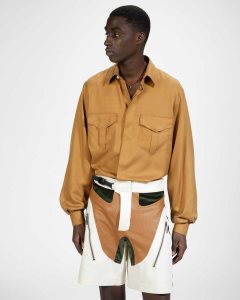 Bally Pocket Front Silk Shirt Brown | FNZEM4579