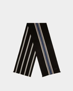 Bally Wool Chevron Jacquard Scarf Black | ONTKL5673